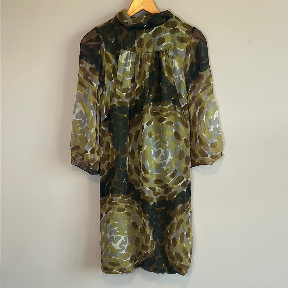 Vintage Harmay 1940s Silk Green Abstract Sheer Dress